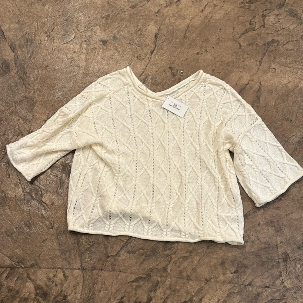 Lightweight 3/4 Sleeve Cream Summer Sweater
